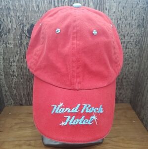 Hard Rock Hotel Hat Cap Red Womens Adjustable Strapback One Size Rhinestones